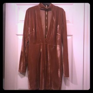 Rose gold velvet dress